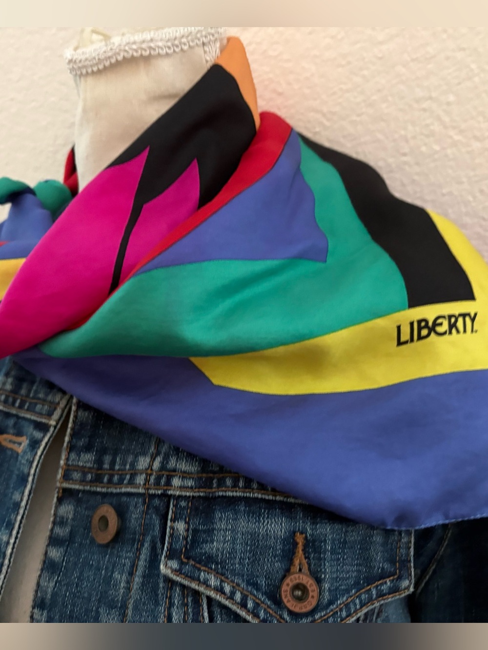 Liberty of London Multicolor Silk Scarf with Bold Geometric Print